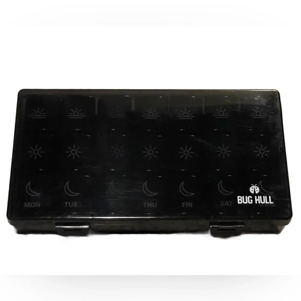Bug Hill Black Weekly Pill Organizer (3X a Day/7 Days a Week) Great for Travel